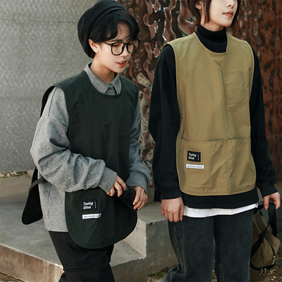 厨房马甲式围裙防水防油咖啡师餐饮理发店美甲工作服定制Xlogo印