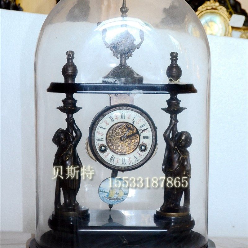 钟表 欧式铸铜理石座钟 古典机械座钟 玻璃罩 三五纯铜机芯 报时,家居饰品,立钟/落地钟,淘宝优惠券,粉丝福利购,淘宝优惠卷