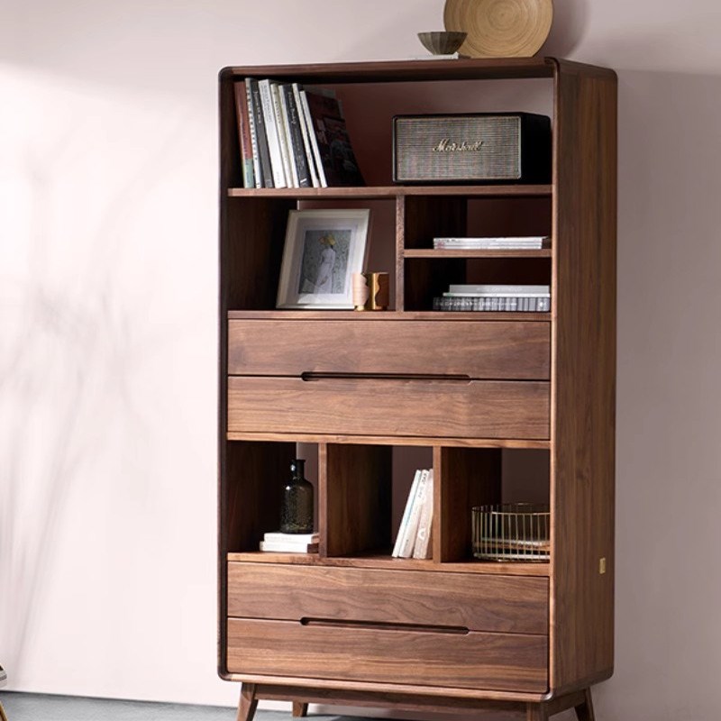 新中式茶室博古架乌金木多宝阁收纳柜实木置物架客厅家用靠墙书柜