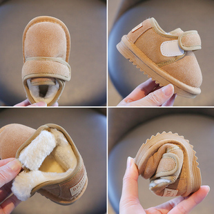 女宝宝棉鞋冬季加绒加厚雪地靴男1一2-3岁小童鞋子婴儿软底学步鞋