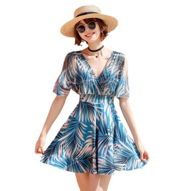 中老年游泳衣女妈妈款大码保守连体遮肉显瘦中年女士泡温泉泳装