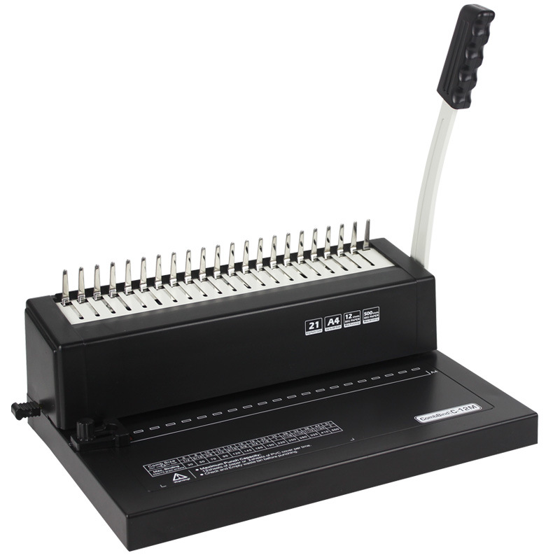 定制C12M打孔机装订机 手动z疏式夹条装订机办公用胶圈装订机