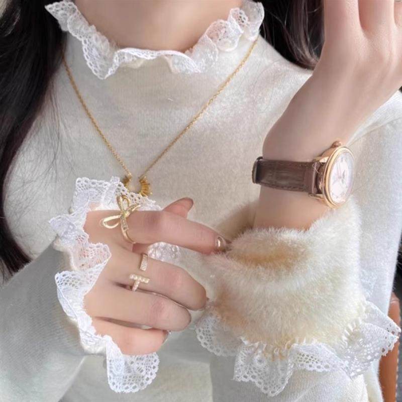 半高领蕾丝打底衫女内搭加绒2025秋冬新款加厚毛衣高级感好看上衣,女装/女士精品,毛针织衫,淘宝优惠券,粉丝福利购,淘宝优惠卷