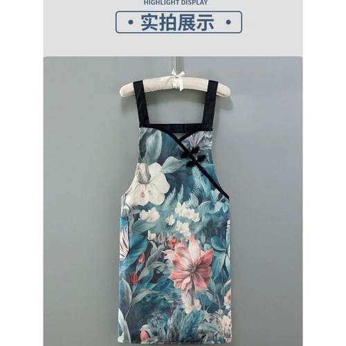 2025新款时尚大花围腰透气防污防尘罩衣耐脏耐磨家用厨房覆古围裙