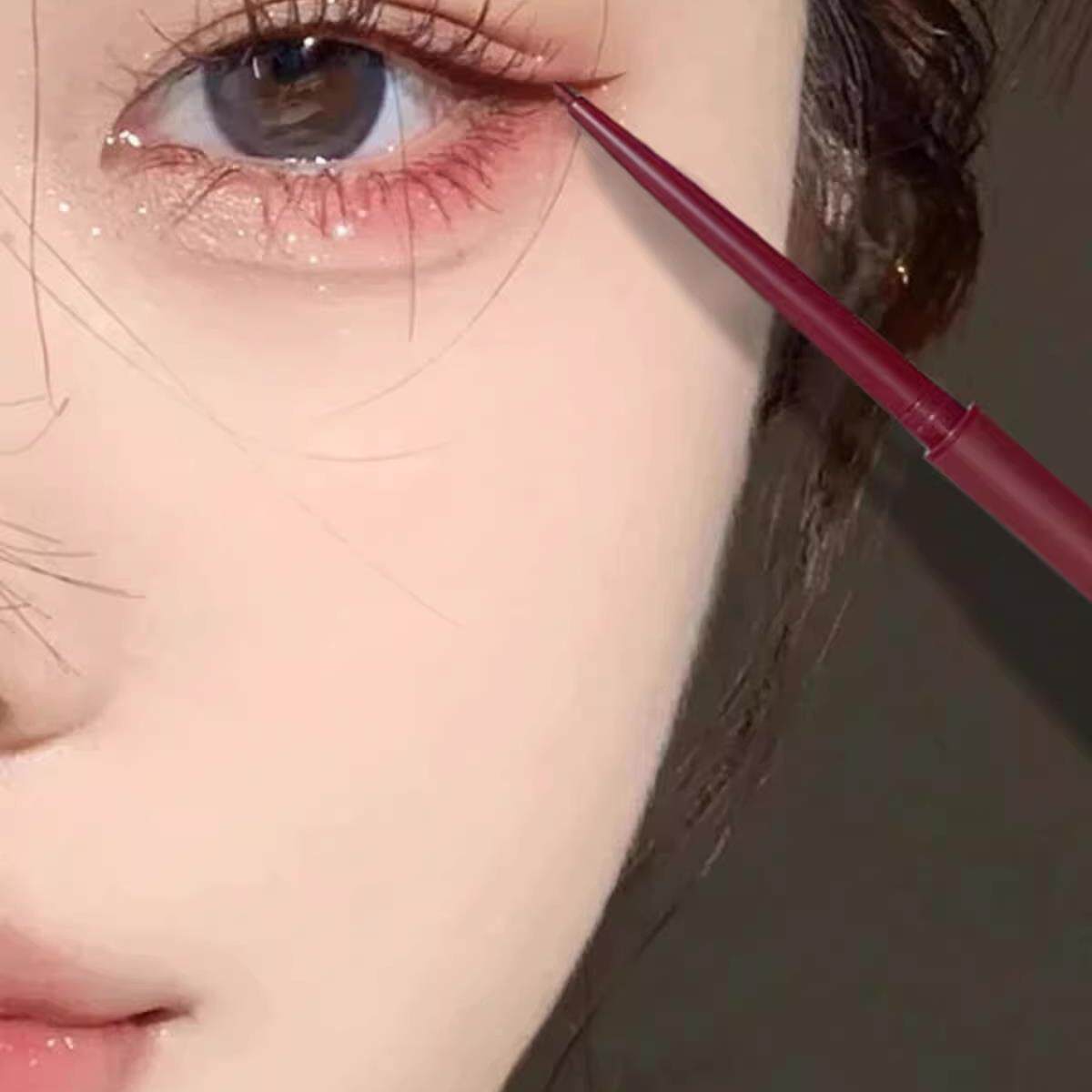 网红极细眼线笔胶笔防水不晕染持久酒红新手自然卧蚕下至眼线液笔