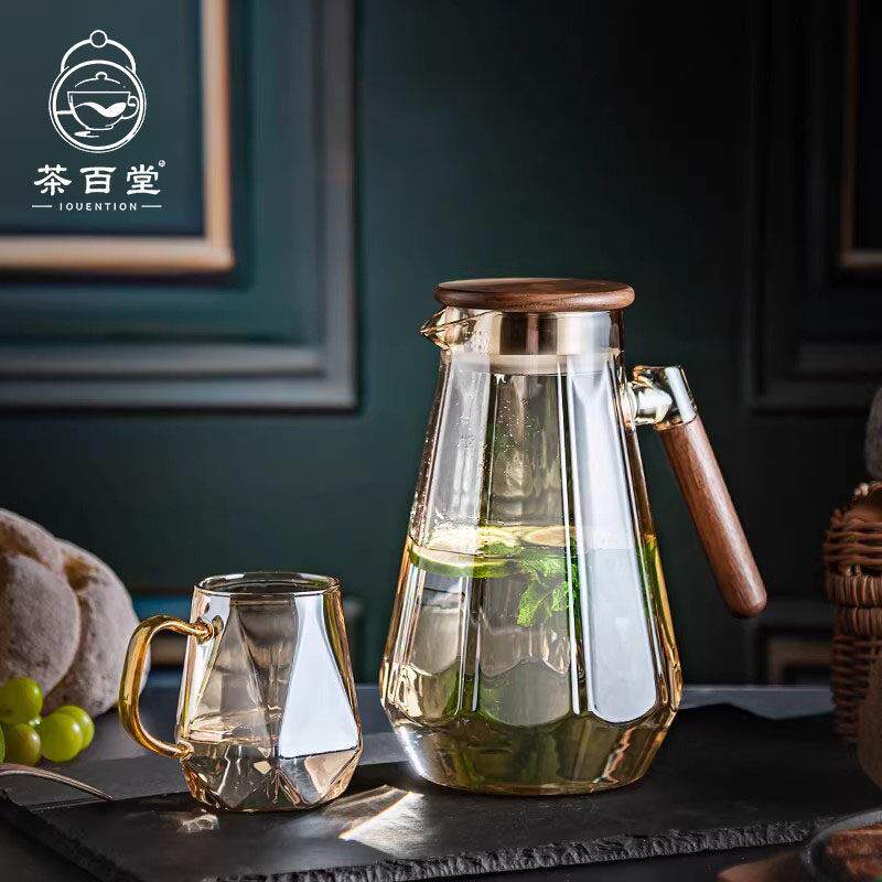 胡桃木冷水壶耐高温玻璃家用装冷水凉茶白开水杯客厅壶冷泡杯冷水