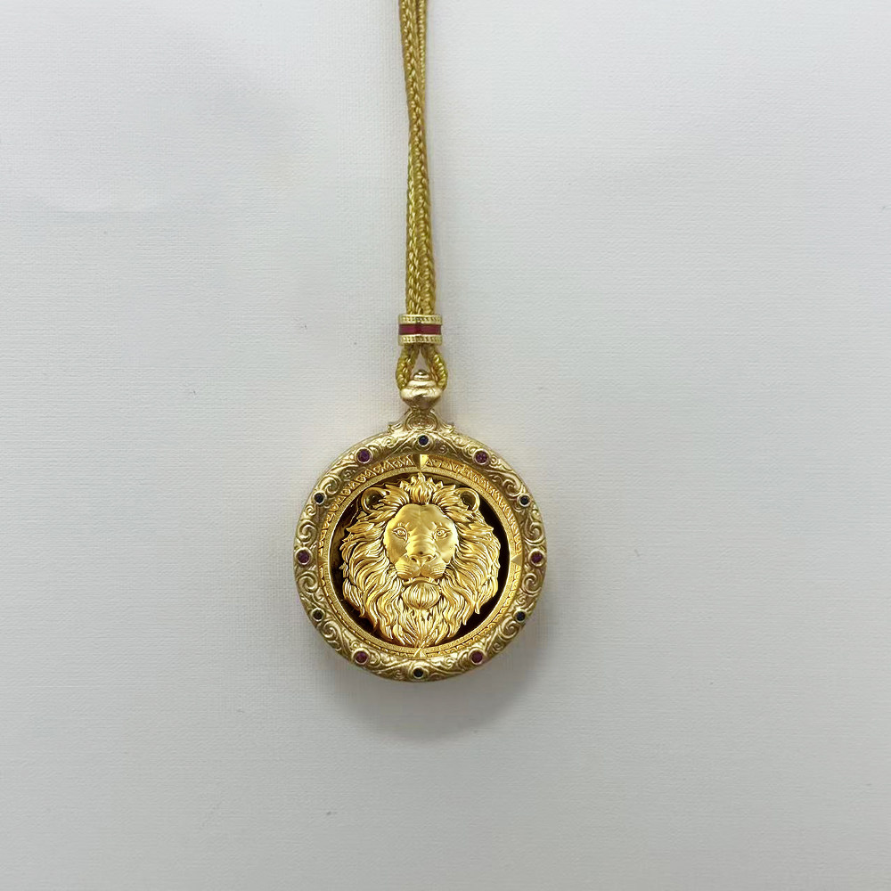 藏式唐卡项链壳子佛牌狮子金币吊坠空壳噶乌盒空托外壳盒子男女款