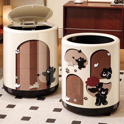 日本垃圾桶家用2024新款客厅卧室中古风高颜值轻奢高档带盖子新中