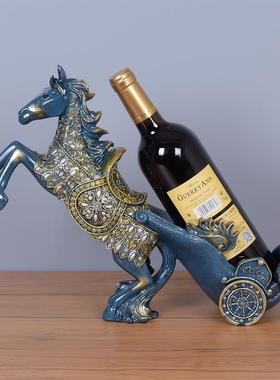 欧式现代玄关马拉车红酒架摆件工艺品轻奢高档家居客厅酒柜装饰品