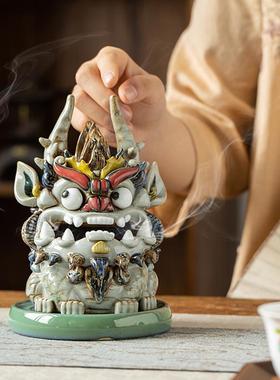 陶瓷龙摆件招财中式摆件装饰品茶宠摆件精品可养创意塔香香炉茶道