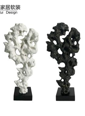 现代新中式创意太湖石砂岩工艺品摆件样板间酒柜电视柜玄关装饰品