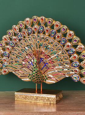 孔雀开屏玄关摆件轻奢欧式客厅电视柜创意家居新房装饰工艺品礼品