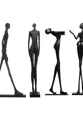 现代创意抽象人物雕塑摆件售楼处样板间大型玻璃钢落地装置艺术品