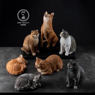 树脂饰品 时光美器 出口欧洲美国 精品仿真动物 猫咪猫头鹰摆件