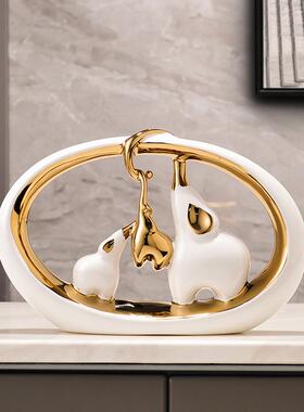 创意大象摆件玄关客厅电视柜酒柜装饰品家居陶瓷轻奢乔迁新居礼品