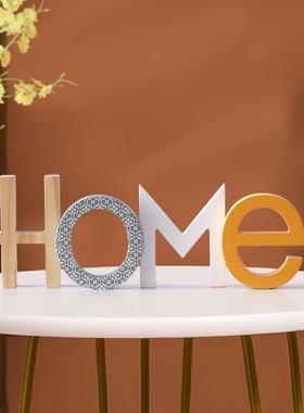 客厅摆件家居饰品字母创意木质儿童房配饰品电视柜玄关桌面装饰品