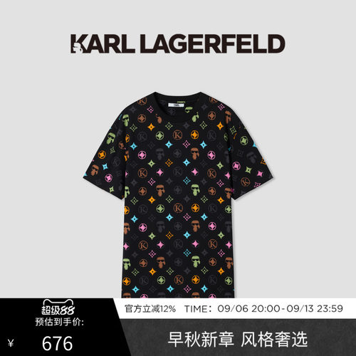 【棉100%】KARL LAGERFELD夏季时尚休闲通勤男士短袖T恤老佛爷