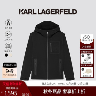 老佛爷男 夹克外套25秋冬新款 KARL LAGERFELD轻户外风加绒连帽短款