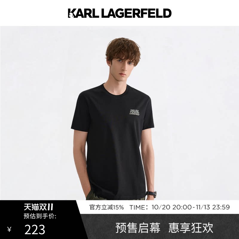 【季末折扣】KARL LAGERFELD夏季休闲星系涂鸦短袖T恤老佛爷男装
