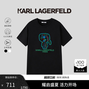 夏季 100%棉 LAGERFELD 涂鸦设计短袖 T恤老佛爷男装 新款 KARL