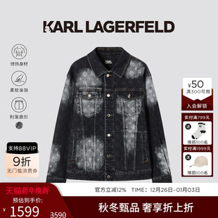 商务休闲机车风牛仔夹克26年春新品 棉 老佛爷男 LAGERFELD KARL