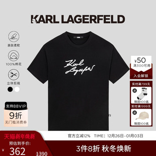 LAGERFELD卡尔拉格斐 新款 纯棉 T恤夏季 老佛爷男 手签短袖 KARL