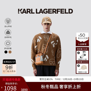 含山羊绒 套头衫 KARL 长袖 雅奢高级风男上衣 LAGERFELD25秋新品