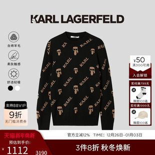 25秋新款 KARL 软糯印花羊毛衫 绵羊毛 男卡尔拉格斐 LAGERFELD