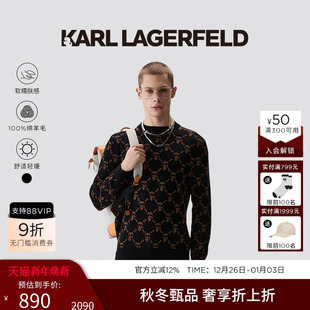 25秋新品 KARL 复古提花羊毛衫 100%绵羊毛 卡尔拉格斐 LAGERFELD
