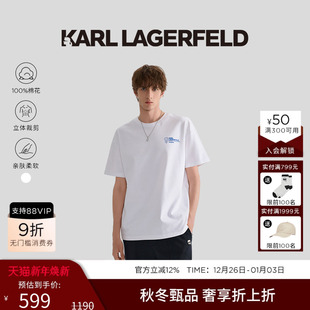 亲肤镂空印花短袖 纯棉 T恤夏季 新款 KARL 老佛爷男装 LAGERFELD