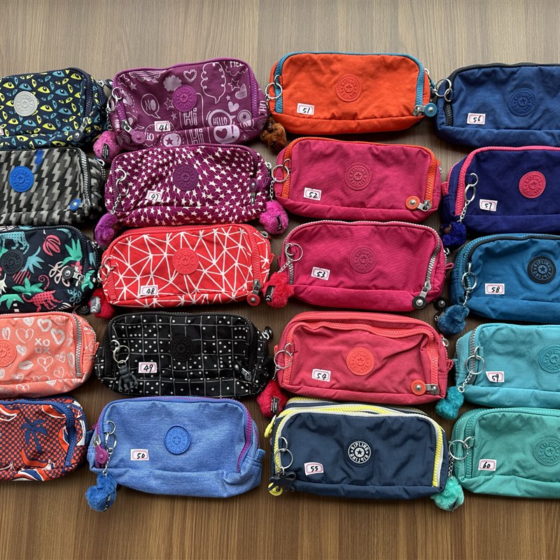 Kipling90色猴子包多花色轻便休闲耐用三层拉链笔袋化妆包K13564
