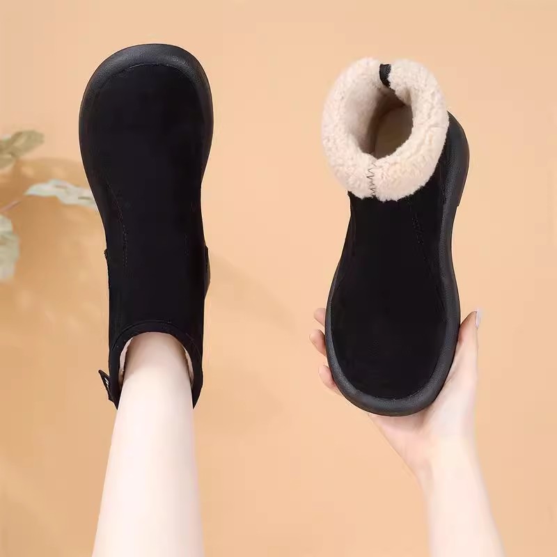 复古简约短靴女2025年冬季新款时尚百搭加厚保暖轻便舒适软底耐磨