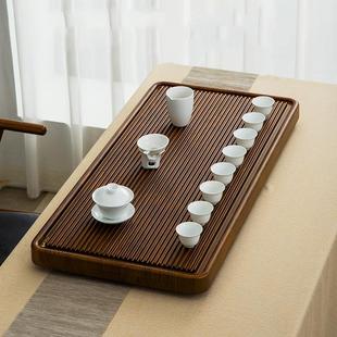 整块简易茶台排水茶具套装 茶盘实木家用电木款 茶海大号小型单层竹
