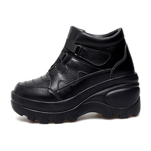 8厘米老爹鞋妈妈鞋皮面防水松糕鞋防滑老妈鞋女旅游鞋厚底增高鞋