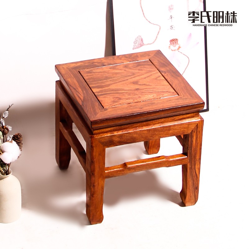 花梨木方凳红木儿童矮凳中v式实木沙发凳简约榫卯茶几凳小户型餐