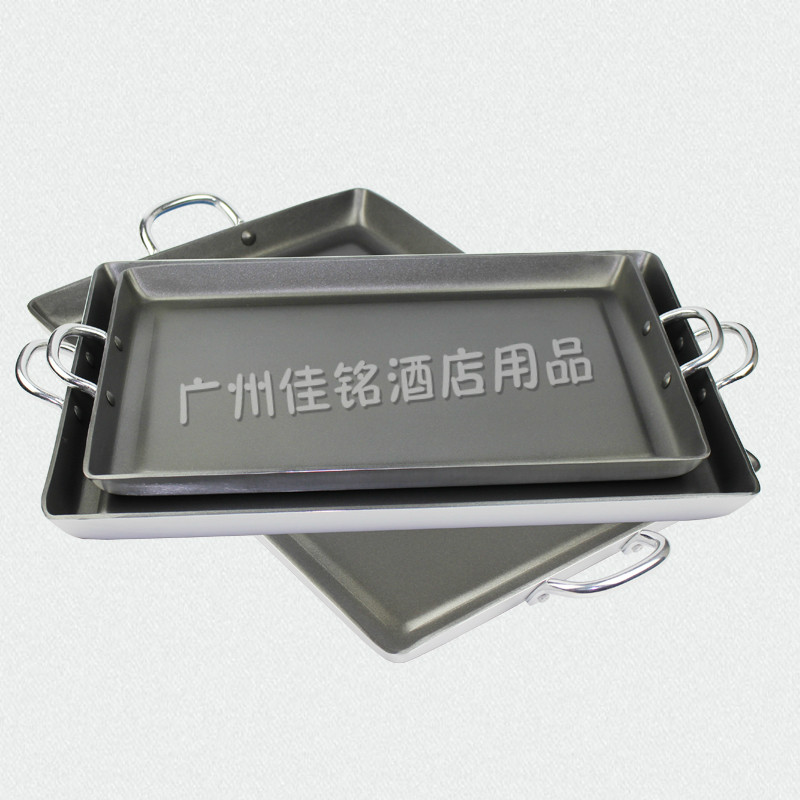 长方形不粘煎锅商用平底锅 家用E双耳铝合金烤盘 无油烟不粘锅