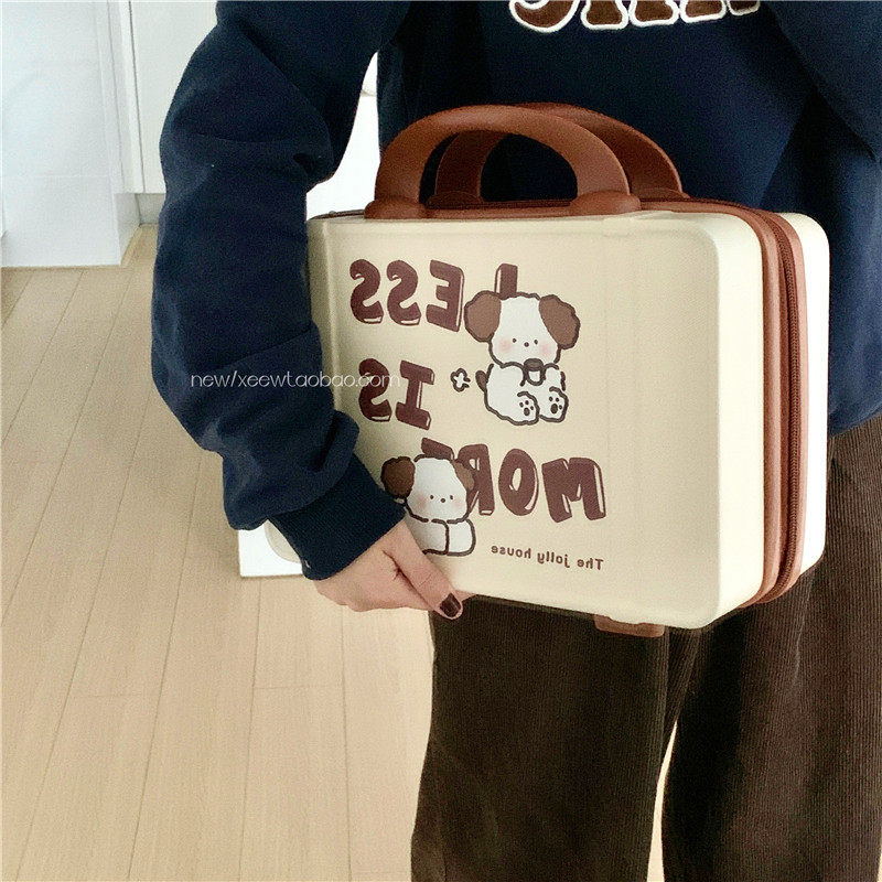 手提行李箱登机箱ins少女心天使兔迷你化妆箱14寸收纳硬箱小箱子