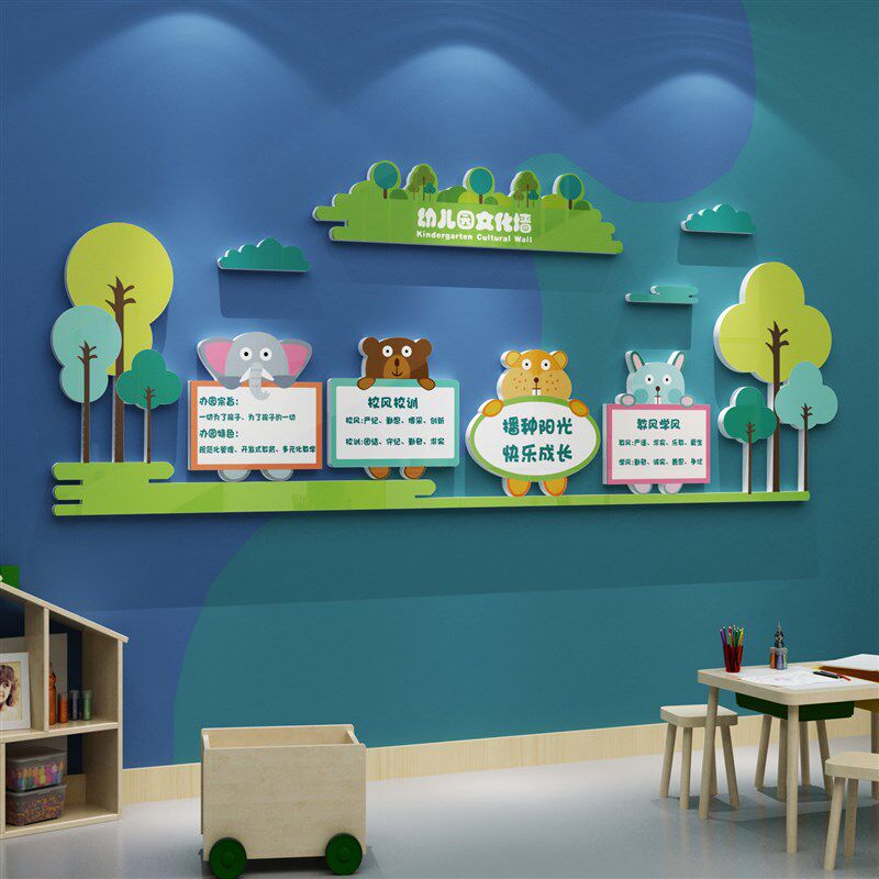 幼儿园墙贴面装饰主题文化春天环境创布置材料成品培训机构展示板