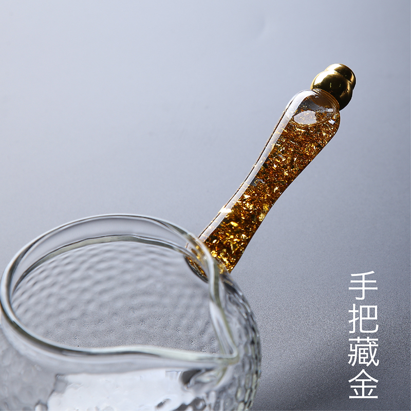 玻璃公道杯耐热分茶器加厚茶海单个功夫茶具侧把公杯茶漏套装一体