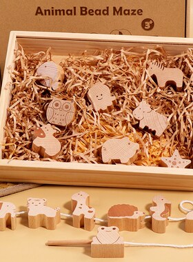 婴幼儿童串珠子穿线绳专注力训练玩具宝宝1-2岁3益智区大颗粒积木