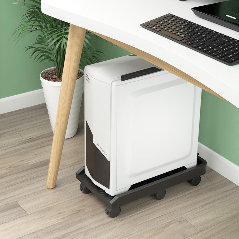 台式电脑主机托架移动带轮双层主机壳置物架办公室桌下收纳层架托