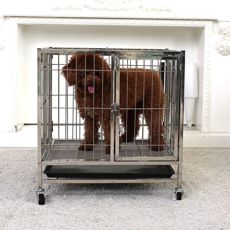 折叠宠物笼子不锈钢小型犬中型犬泰迪贵宾法斗柯基边牧狗实心耐咬