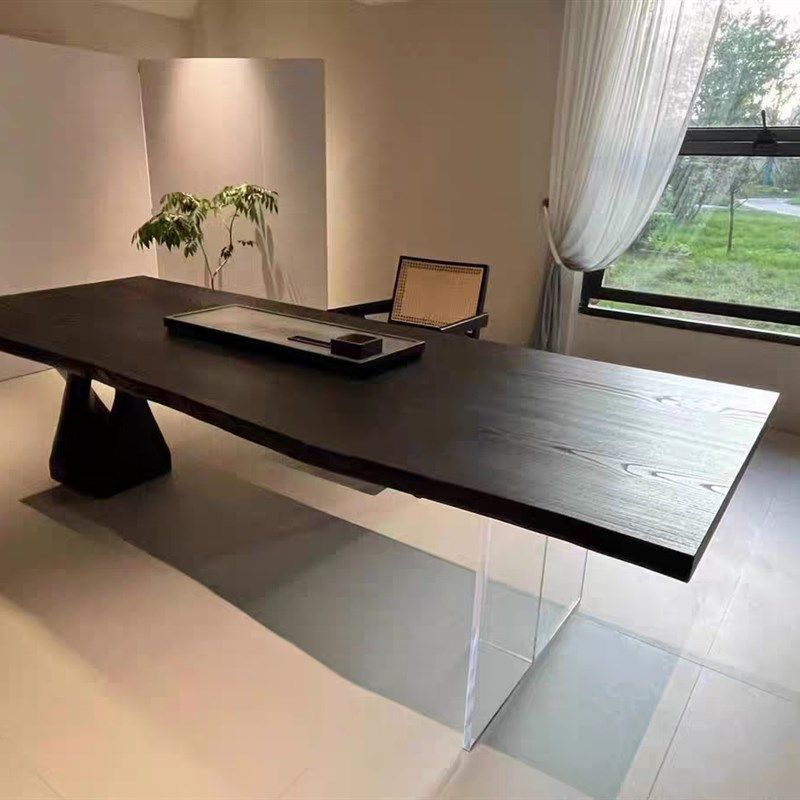 侘寂风悬浮白蜡木茶桌亚克力民宿茶台实木大板桌办公桌工作台家用,住宅家具,家用茶台/茶桌,淘宝优惠券,粉丝福利购,淘宝优惠卷