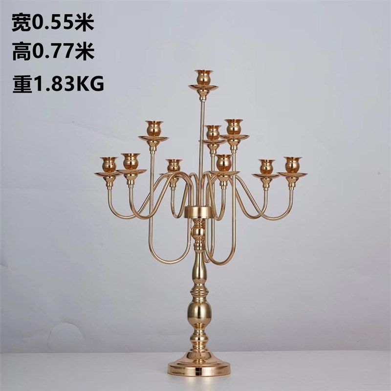 新款婚庆道具水晶冰长条桌花花器婚礼堂甜品台桌面铁艺珠帘摆件装