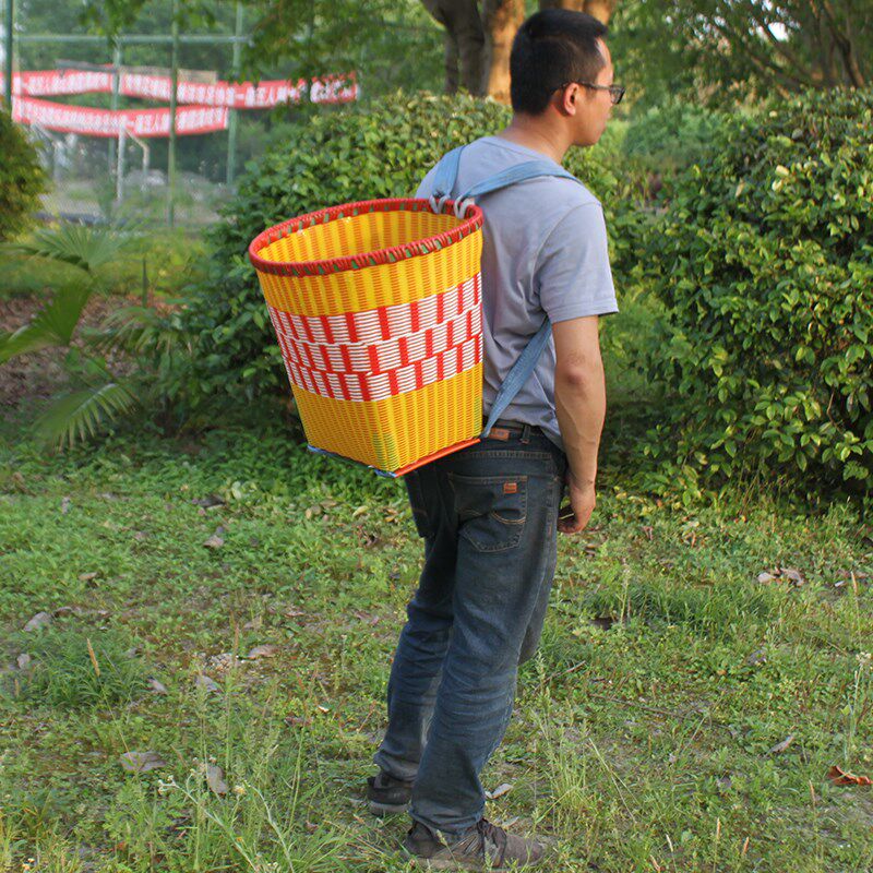 纯手工藤编背篓塑料双肩后背式大号仿竹编家用买菜采蘑菇背筐背篼
