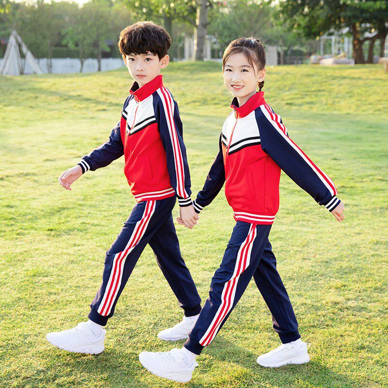 校服套装小学生春秋款三件套秋季红色儿童班服幼儿园园服春秋装
