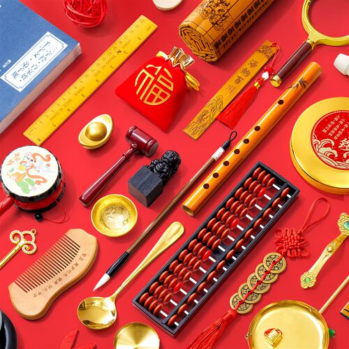 抓周道具用品周岁套装女宝宝男孩一周岁抓阄小孩生日布置红布地毯