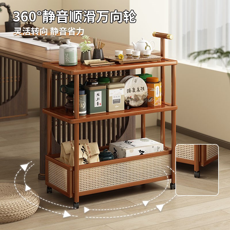 可移动茶几客厅家用小型茶柜置物架新款非实木中式简易边几茶水架