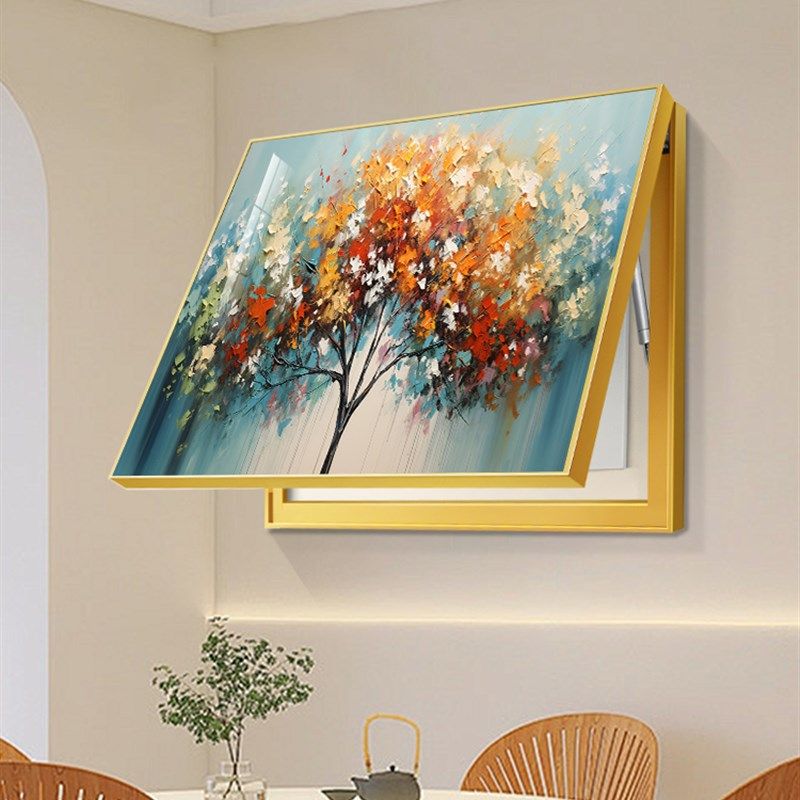 仪表箱装饰画彩色钱树阻挡配电箱多媒体箱开关箱开X关仪表箱挂画