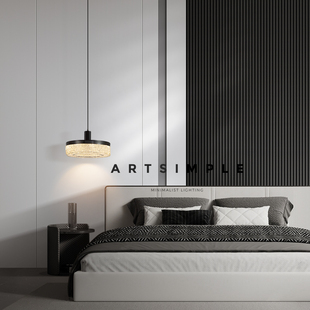 全铜卧室床头吊灯意式极简客厅背景墙吊灯现代简约轻奢床头小吊灯